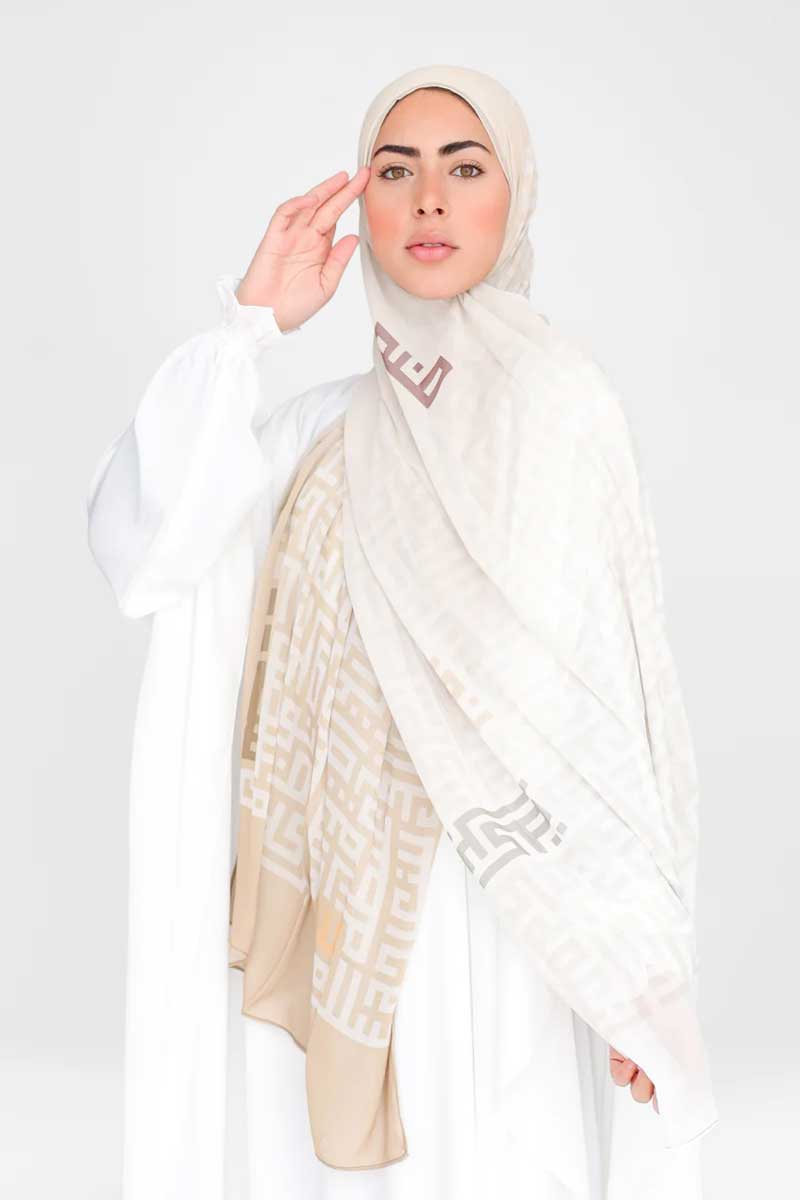 Beige Kufic Scarf