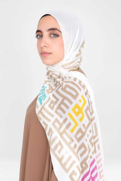 White Kufic Scarf