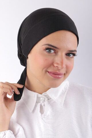 Cotton Underscarf with Tie Back - Black