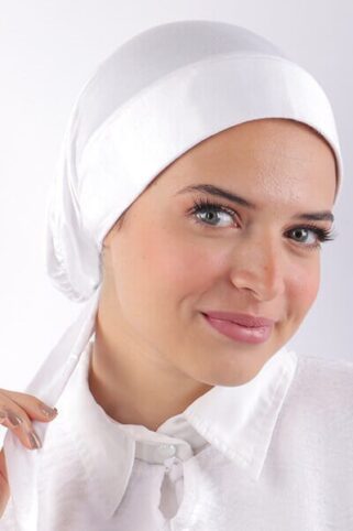 cotton kuwaiti underscarf with tie back - white