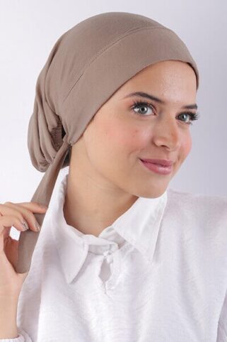 cotton kuwaiti underscarf with tie back - lightbeige