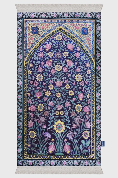 Navy Blossoms Premium Prayer Mat