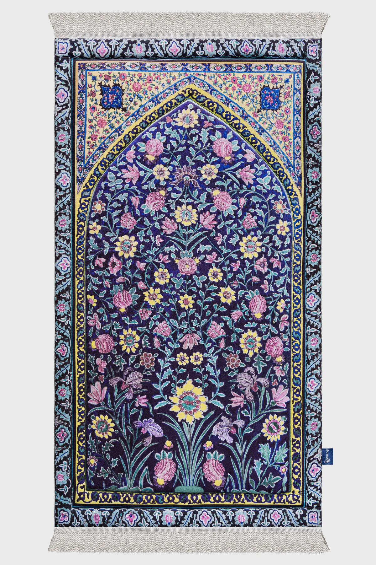 Navy Blossoms Premium Prayer Mat