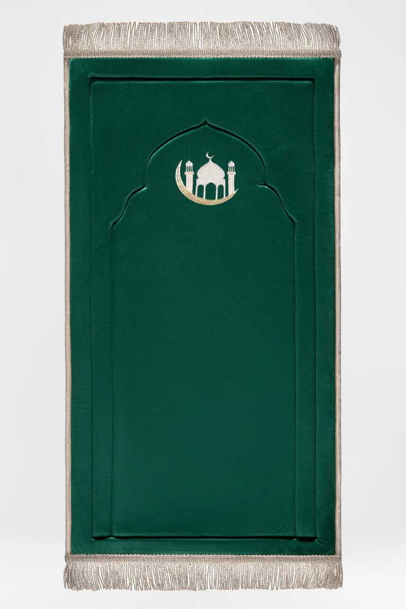 Emerald Green Embroidery Prayer Mat