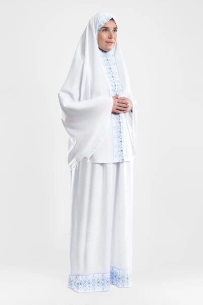 Azure White Islamic Prayer Wear