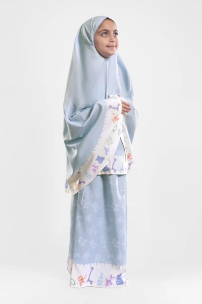Ice Blue Islamic Kids Prayer Wear