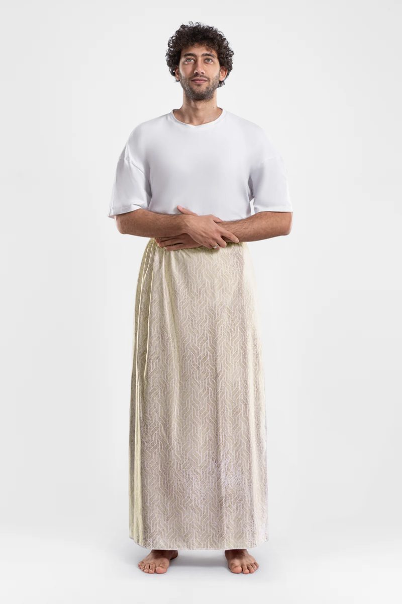 Beige Rejal Prayer Set - الصورة 2