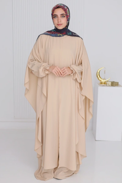 Umrah Beige Abaya - Luxury Prayer Wear Qatar | Arcadia