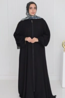 Black Zipper Abaya - Luxury Prayer Wear Qatar | Arcadia