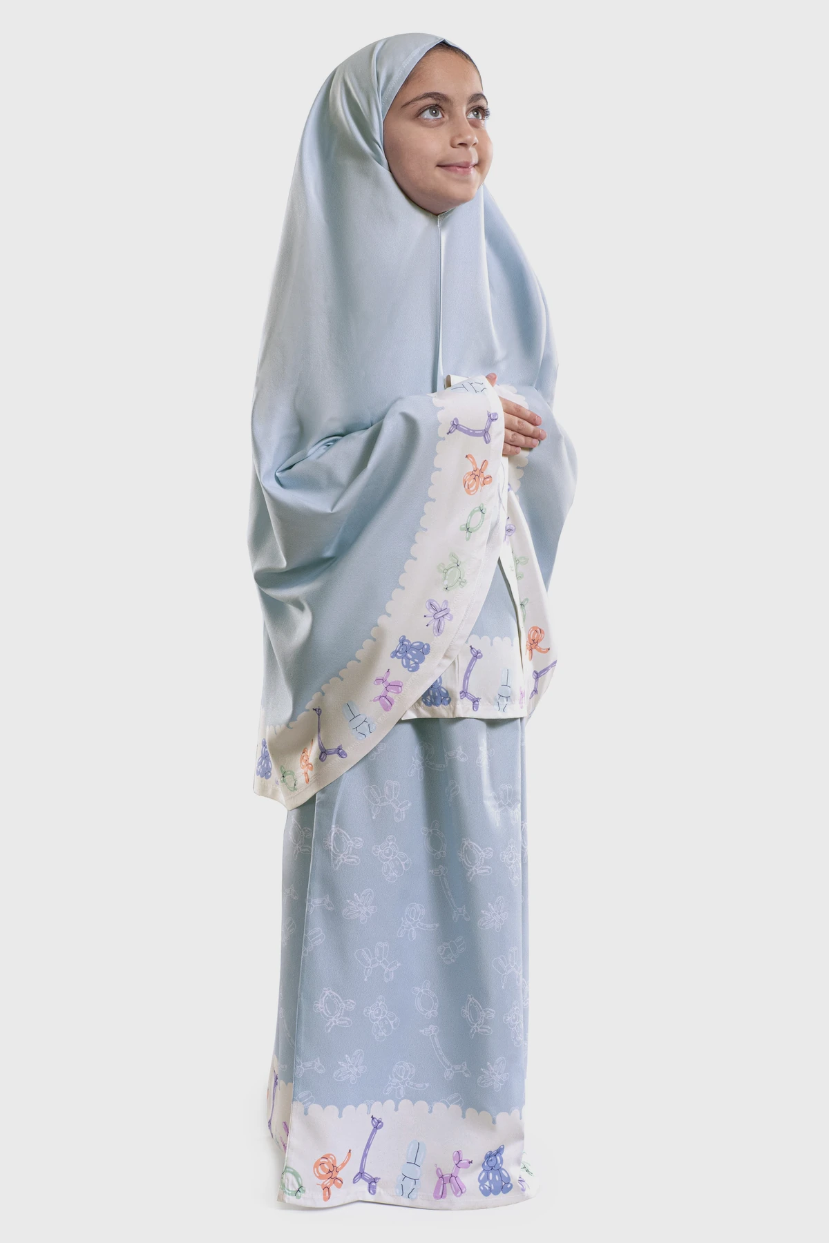Ice Blue Islamic Kids Prayer Wear - Image 2
