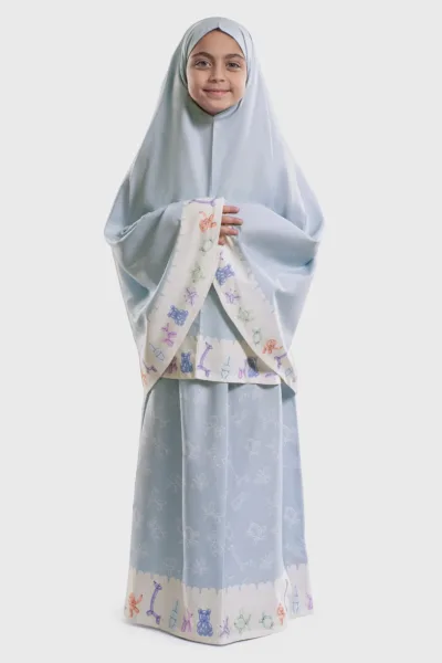 Ice Blue Islamic Kids Prayer Wear
