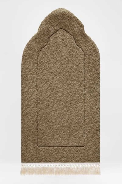 Tan Arched Plain Prayer Mat