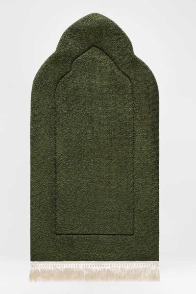 Deep Olive Arched Plain Prayer Mat