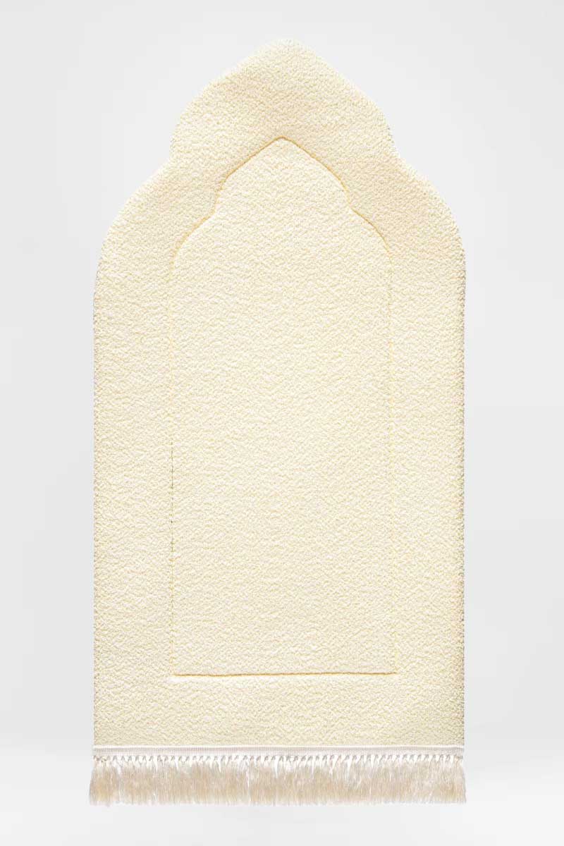 Daisy White Arched Plain Prayer Mat