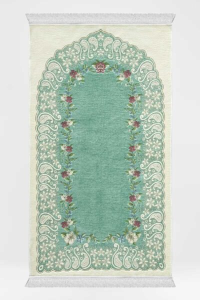 Turquoise Flowered Arch Unpadded Sejadah