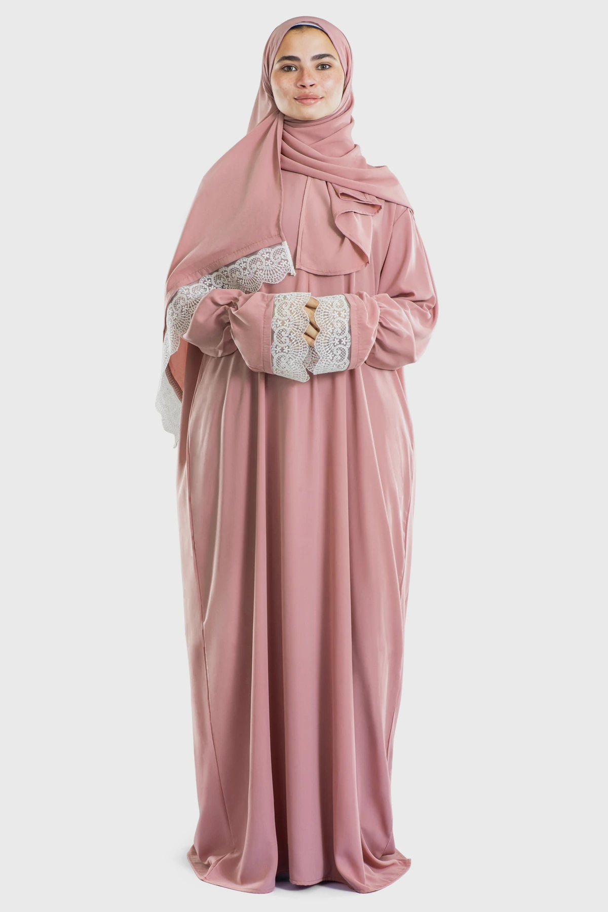Rosette Lace Islamic Prayer Dress