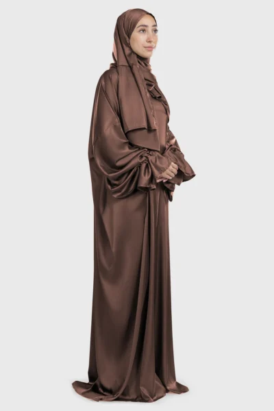 Brown Satin Prayer Dress - View 1 | Arcadia Qatar