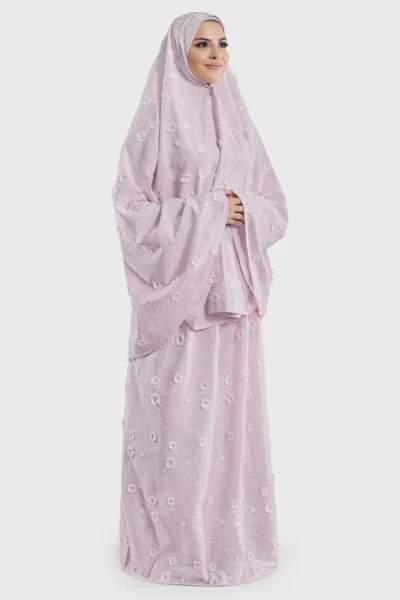 Soft Pink Fleur De Rêve Prayer Wear - View 1 | Arcadia Qatar